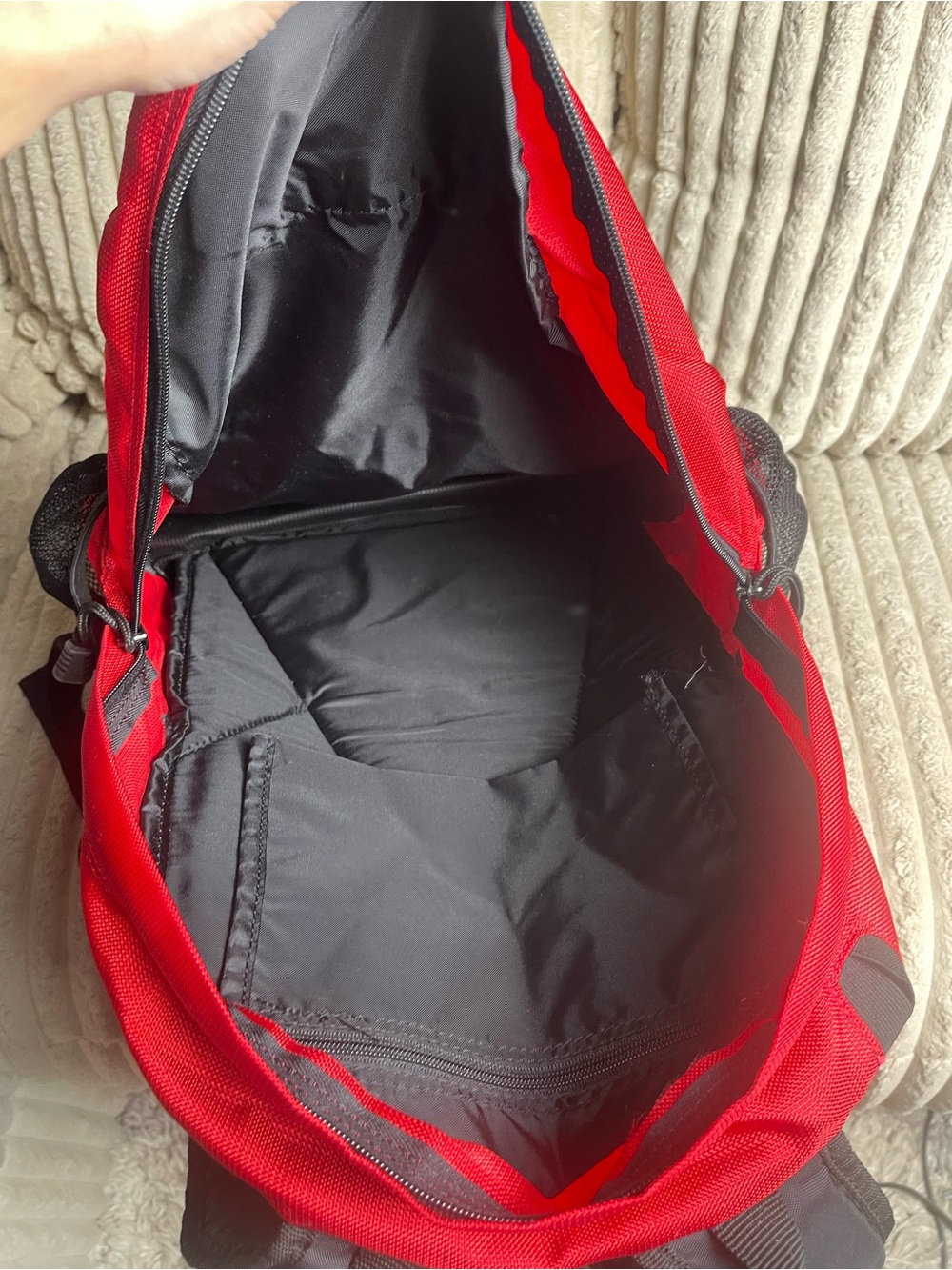 Tough Traveler Red Black Backpack Multi Pocket Travel School Hiking Daypack - Picture 9 of 9